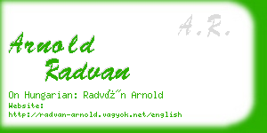 arnold radvan business card